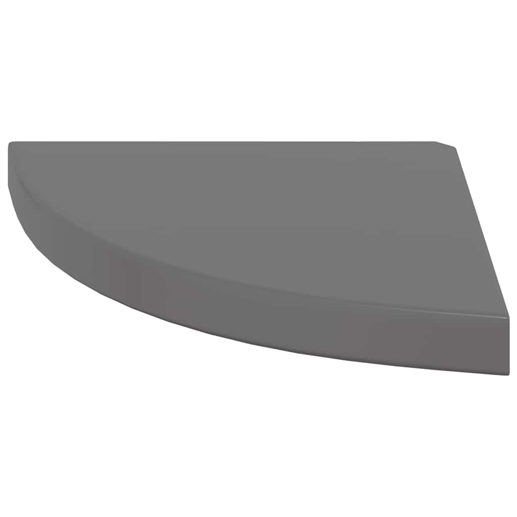 magasfényű szürke MDF lebegő sarokpolc 35 x 35 x 3,8 cm