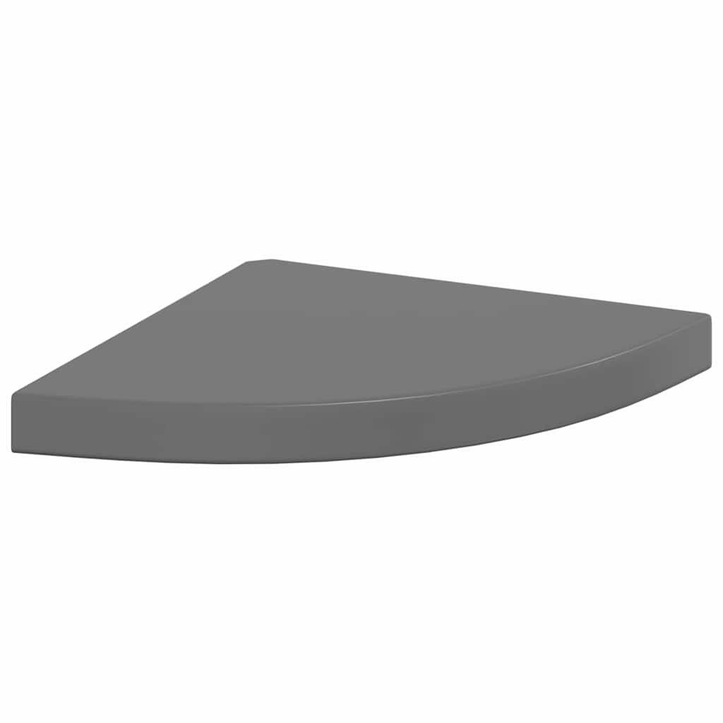 4 db magasfényű szürke MDF lebegő sarokpolc 35 x 35 x 3,8 cm