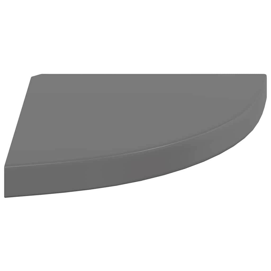 4 db magasfényű szürke MDF lebegő sarokpolc 35 x 35 x 3,8 cm