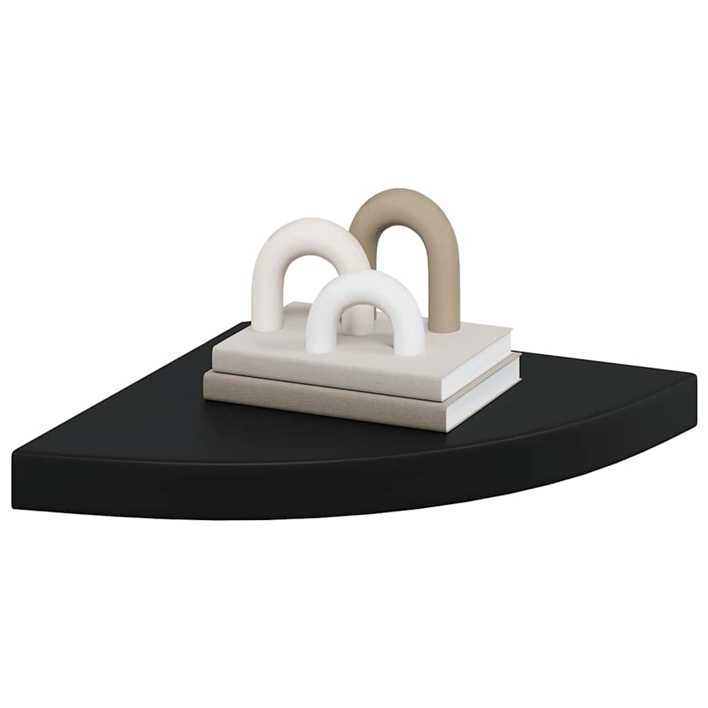 fekete MDF lebegő sarokpolc 35 x 35 x 3,8 cm
