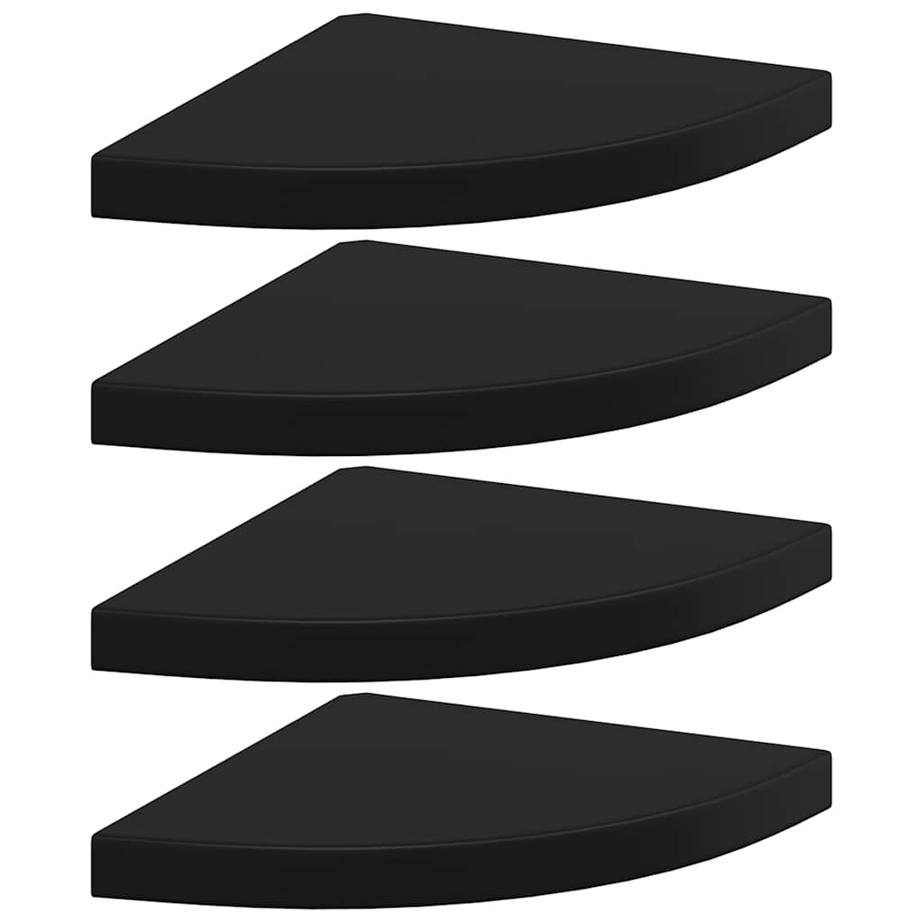 4 db fekete MDF lebegő sarokpolc 35 x 35 x 3,8 cm