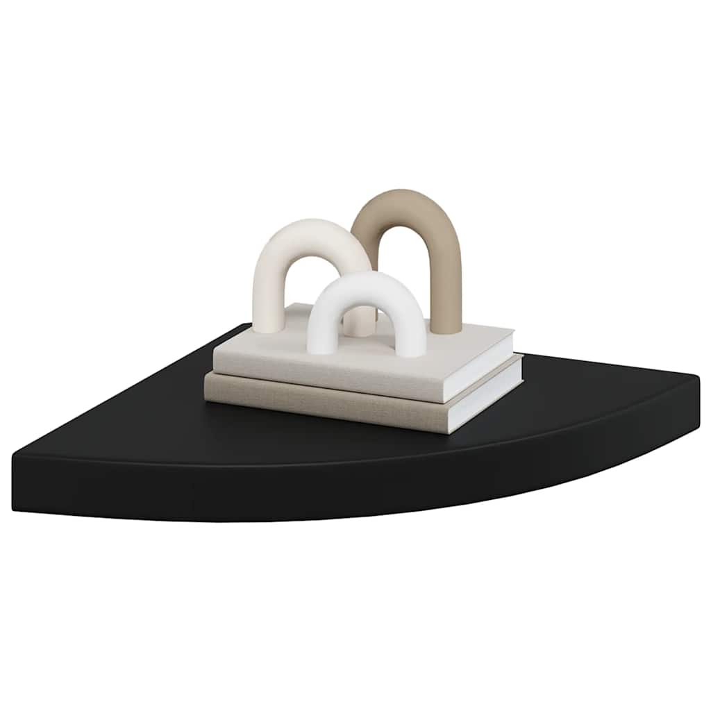 4 db fekete MDF lebegő sarokpolc 35 x 35 x 3,8 cm