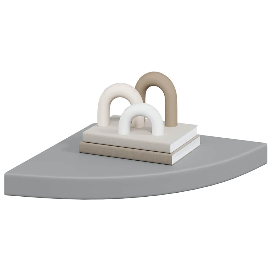 magasfényű szürke MDF lebegő sarokpolc 35 x 35 x 3,8 cm