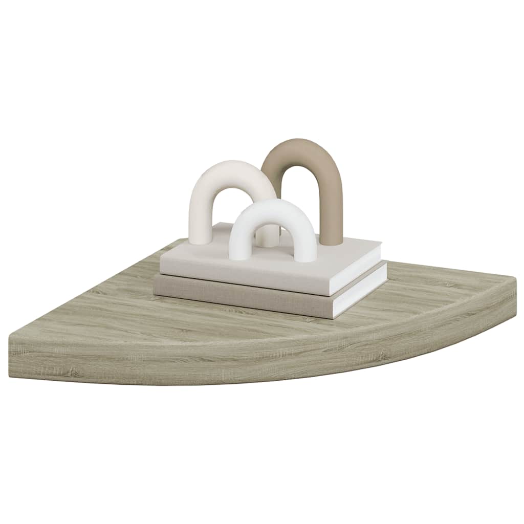 tölgyszínű MDF lebegő sarokpolc 35 x 35 x 3,8 cm