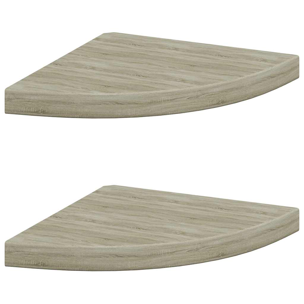 2 db tölgyszínű MDF lebegő sarokpolc 35 x 35 x 3,8 cm