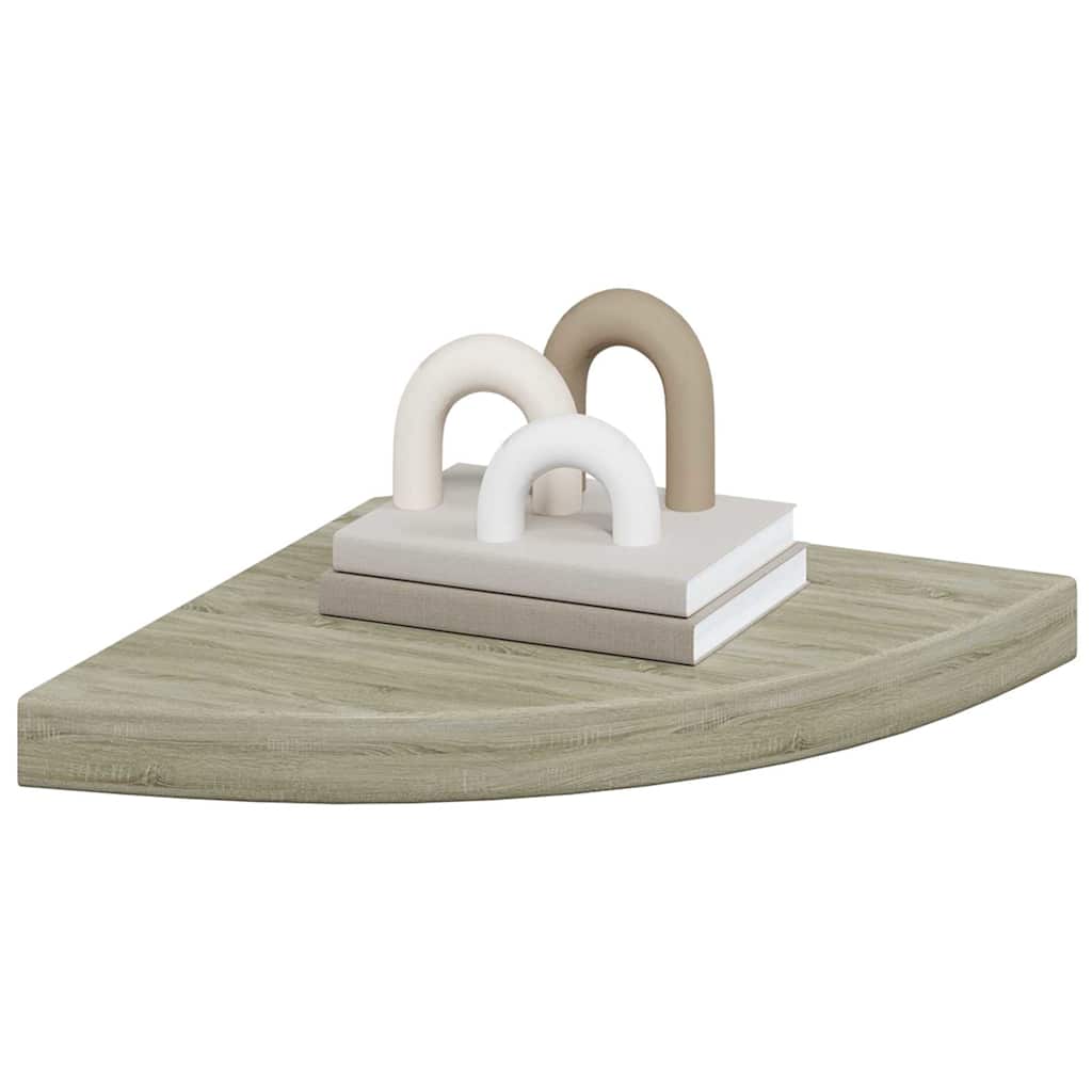 2 db tölgyszínű MDF lebegő sarokpolc 35 x 35 x 3,8 cm