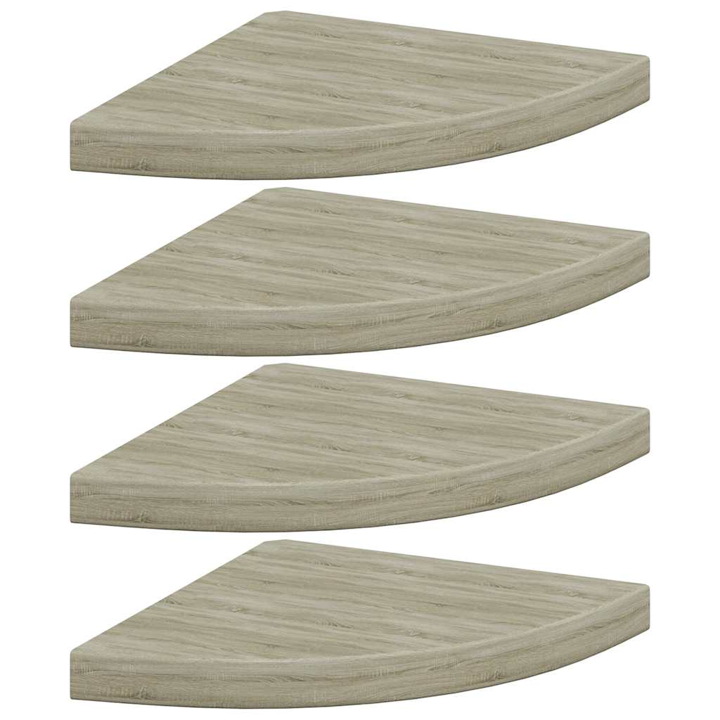 4 db tölgyszínű MDF lebegő sarokpolc 35 x 35 x 3,8 cm