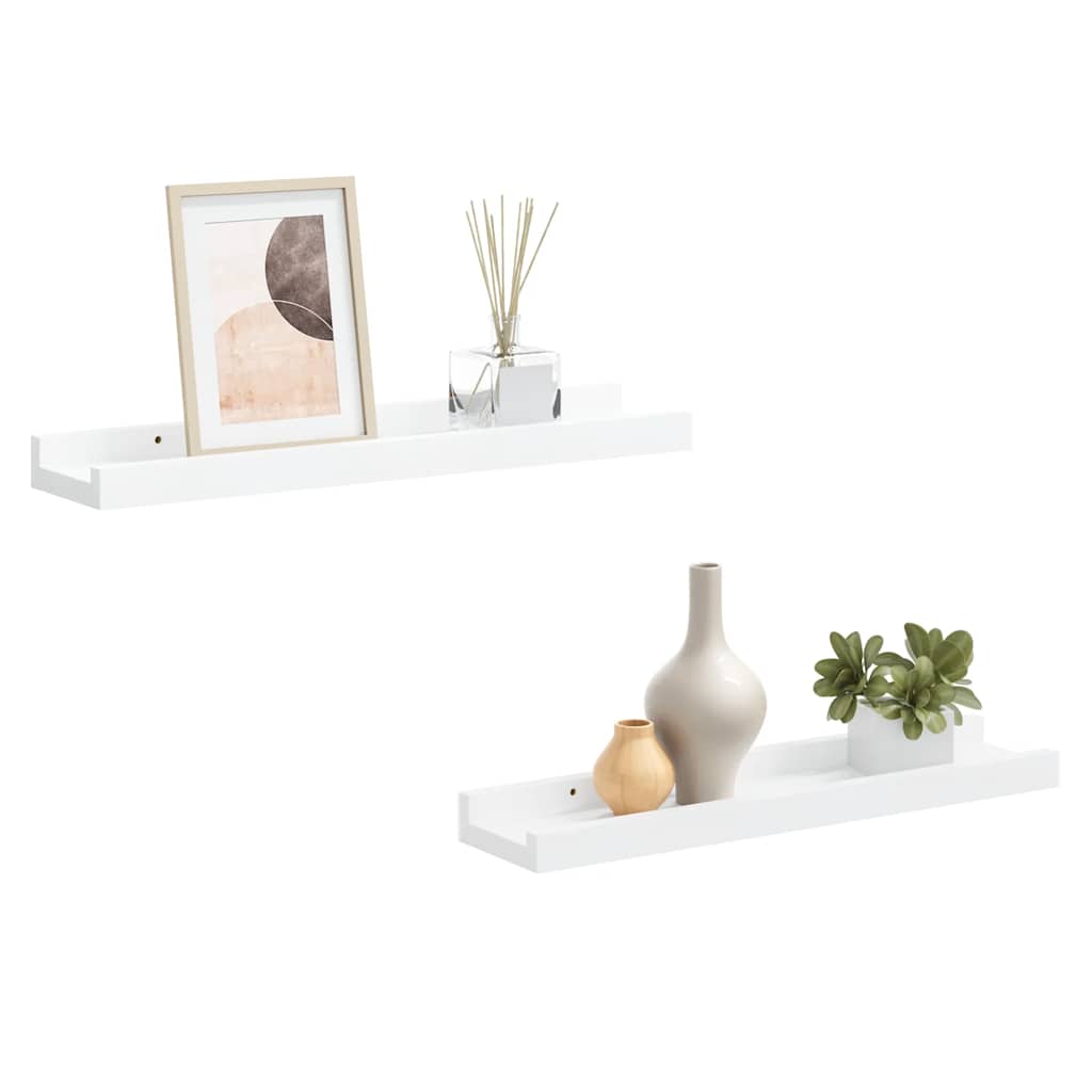 2 db fehér MDF szegélypolc képkeretekhez 40 x 9 x 3 cm