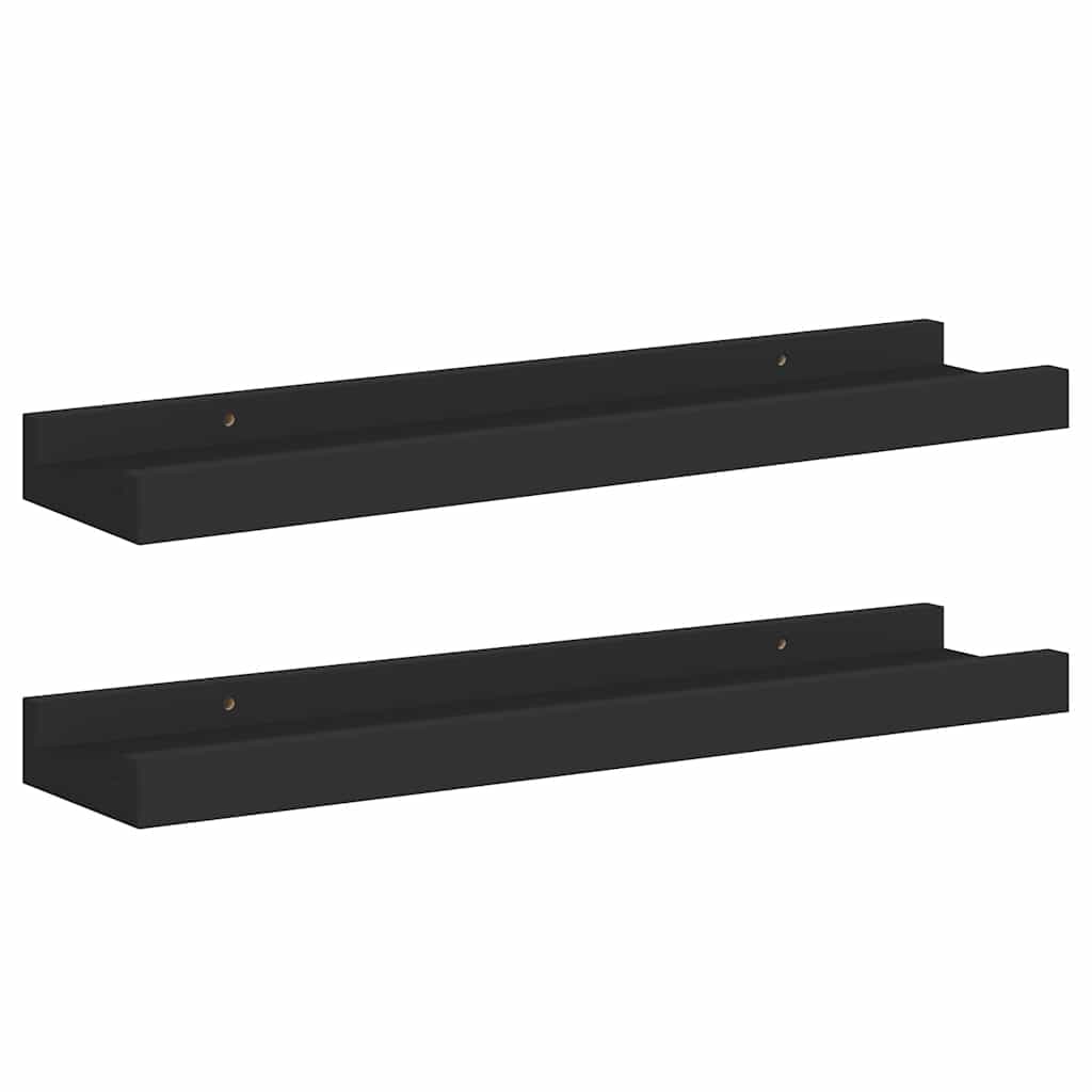 2 db fekete MDF szegélypolc képkeretekhez 40 x 9 x 3 cm