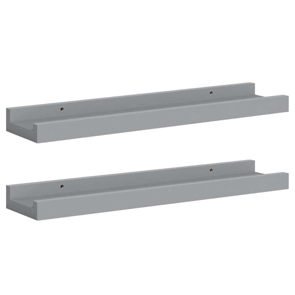 2 db szürke MDF szegélypolc képkeretekhez 40 x 9 x 3 cm