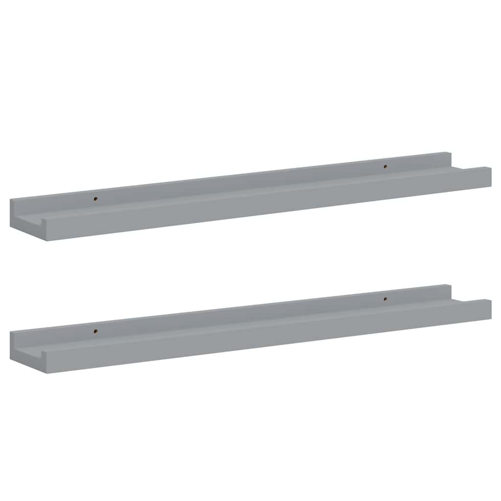 2 db szürke MDF szegélypolc képkeretekhez 60 x 9 x 3 cm