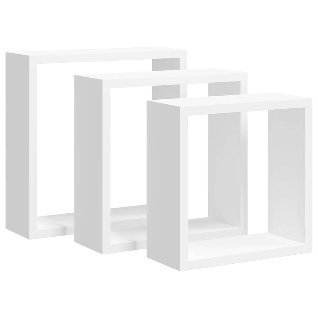 3 db fehér MDF fali kockapolc