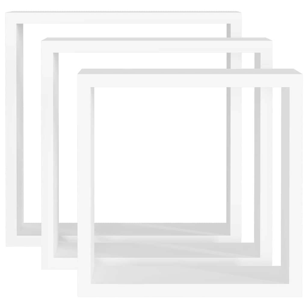 3 db fehér MDF fali kockapolc