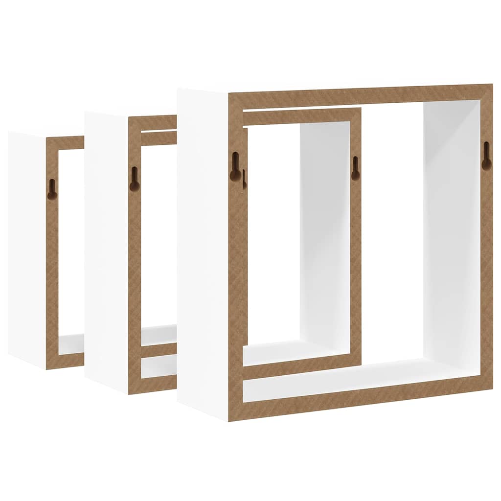 3 db fehér MDF fali kockapolc
