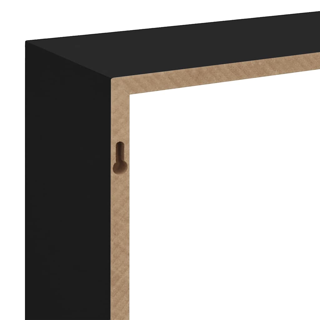 3 db fekete MDF fali kockapolc