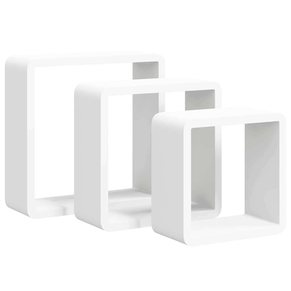 3 db fehér MDF fali kockapolc