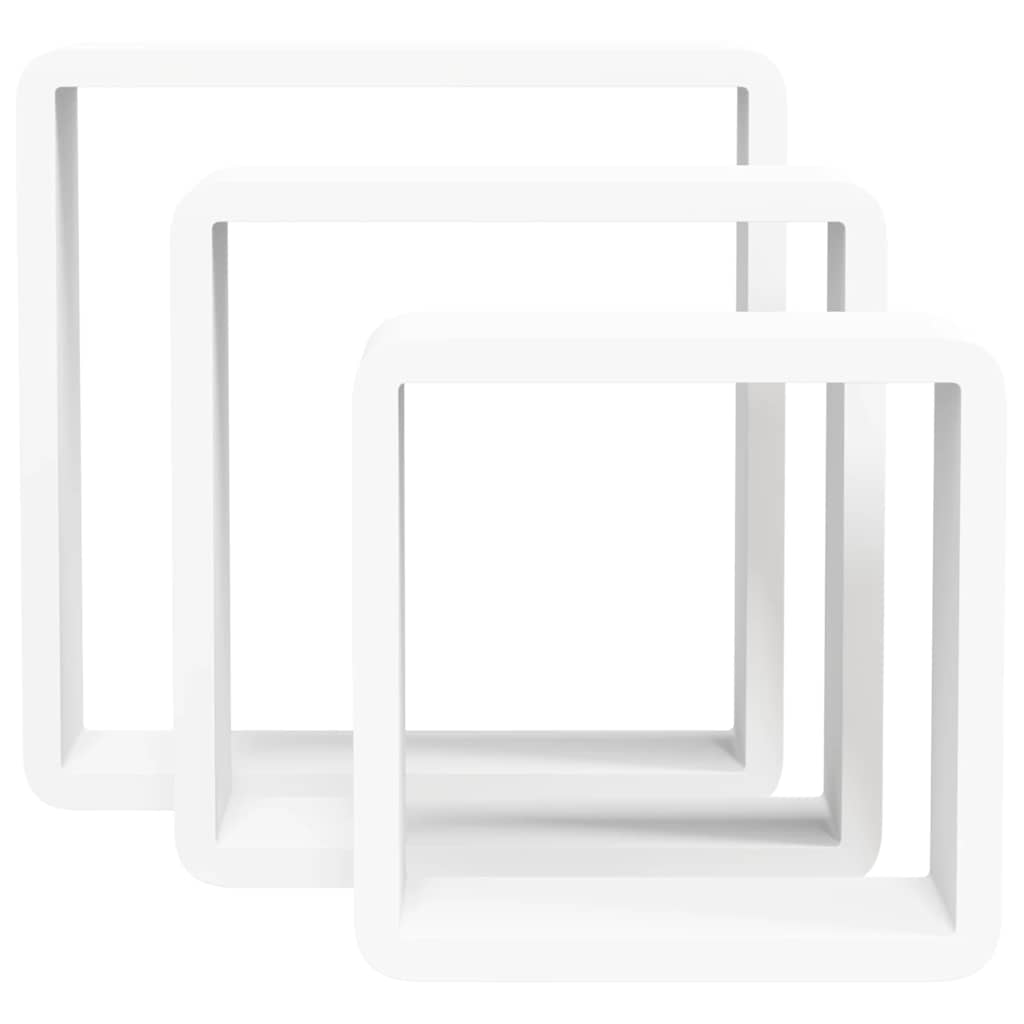 3 db fehér MDF fali kockapolc