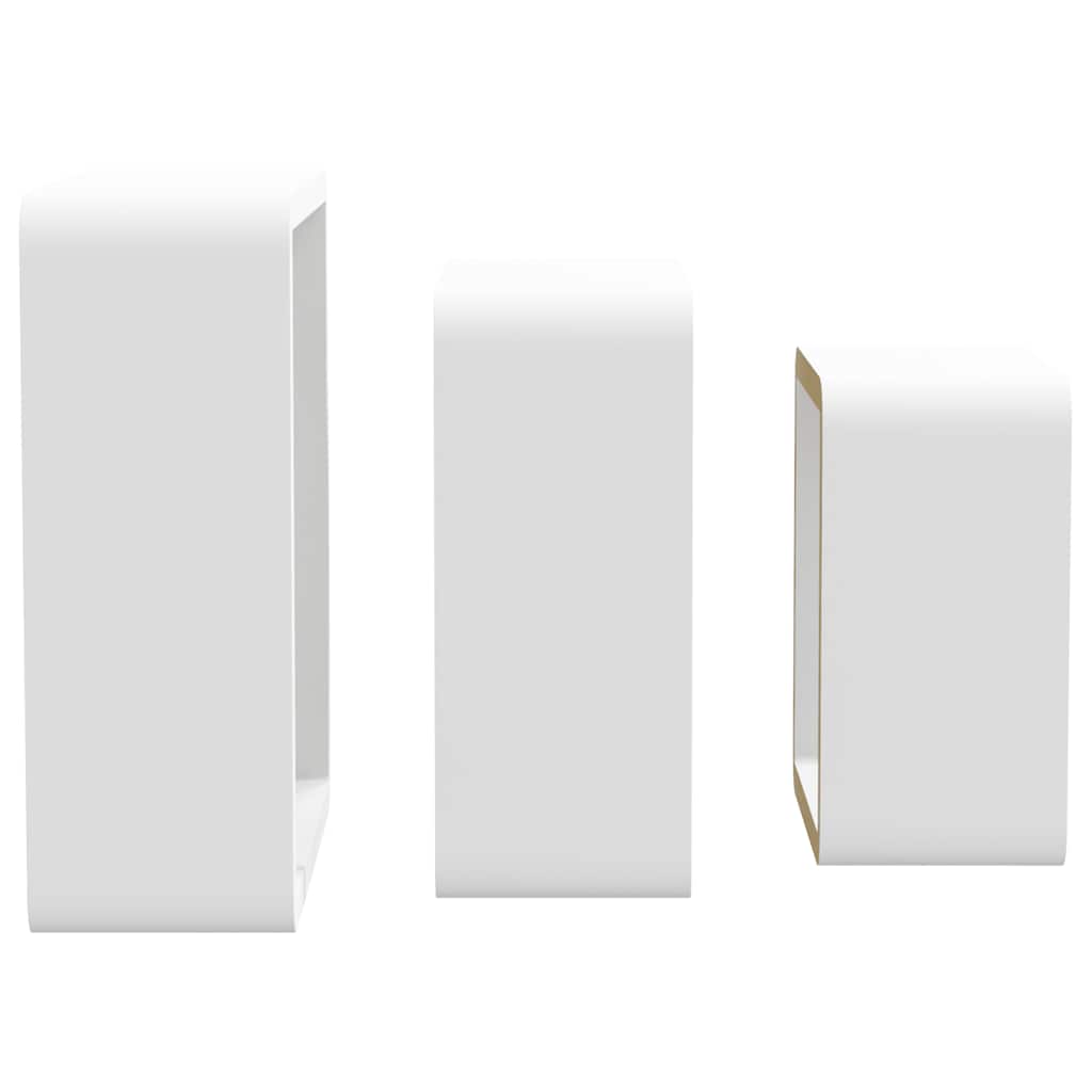 3 db fehér MDF fali kockapolc