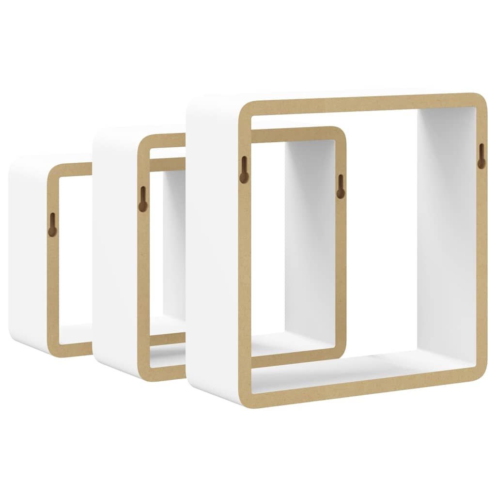 3 db fehér MDF fali kockapolc