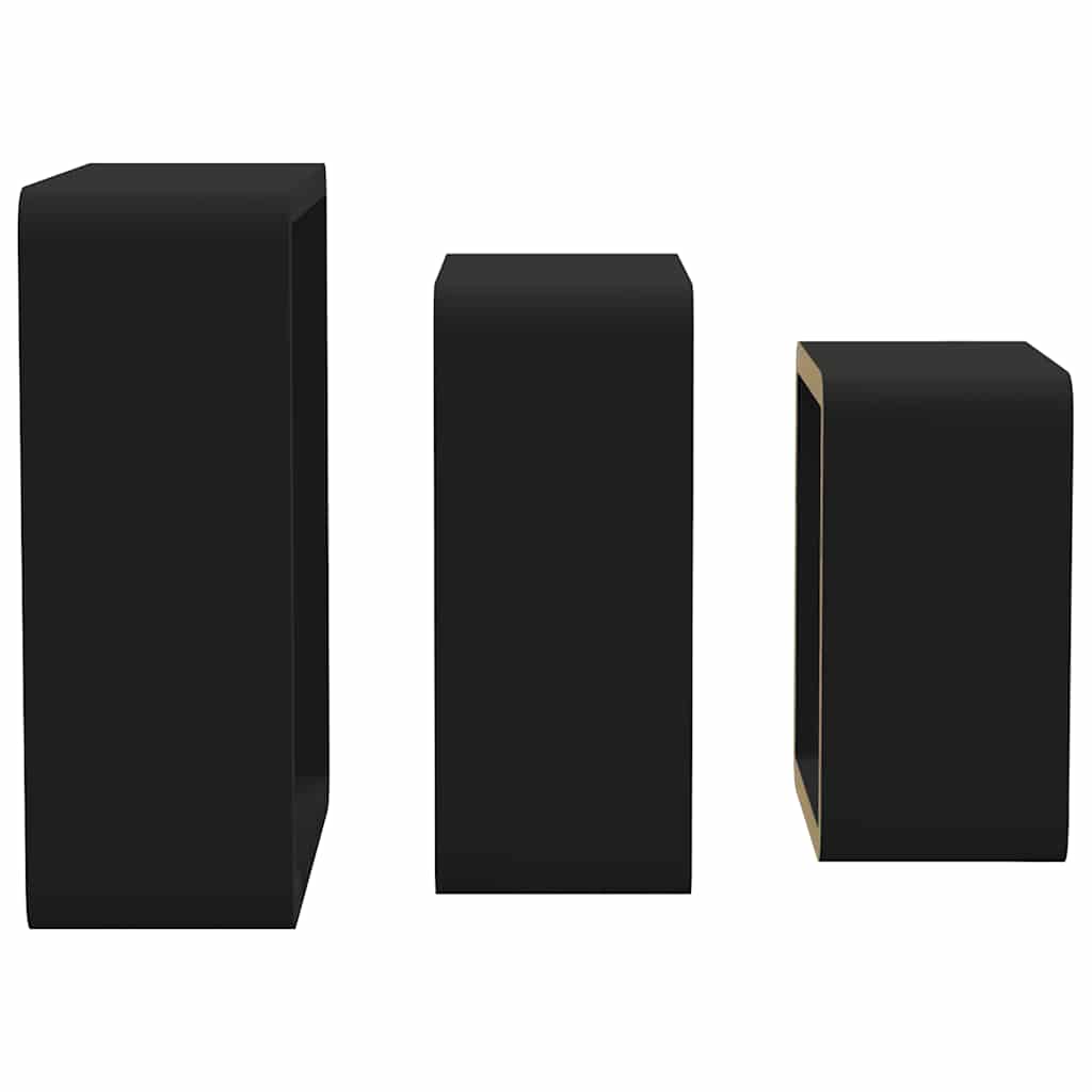 3 db fekete MDF fali kockapolc