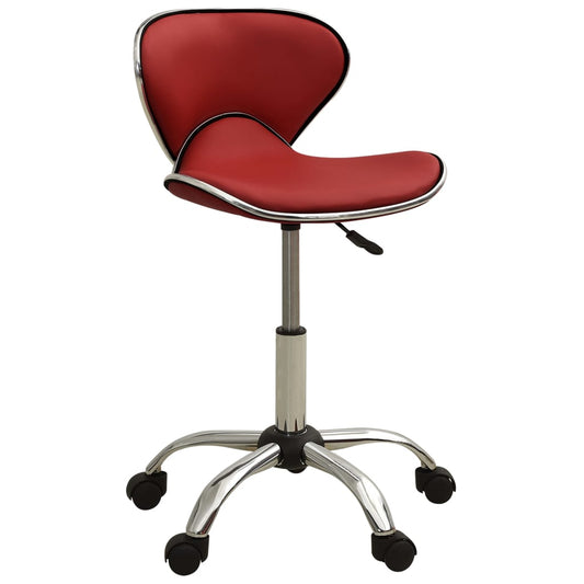 323679 vidaXL Salon Spa Stool Wine Red Faux Leather
