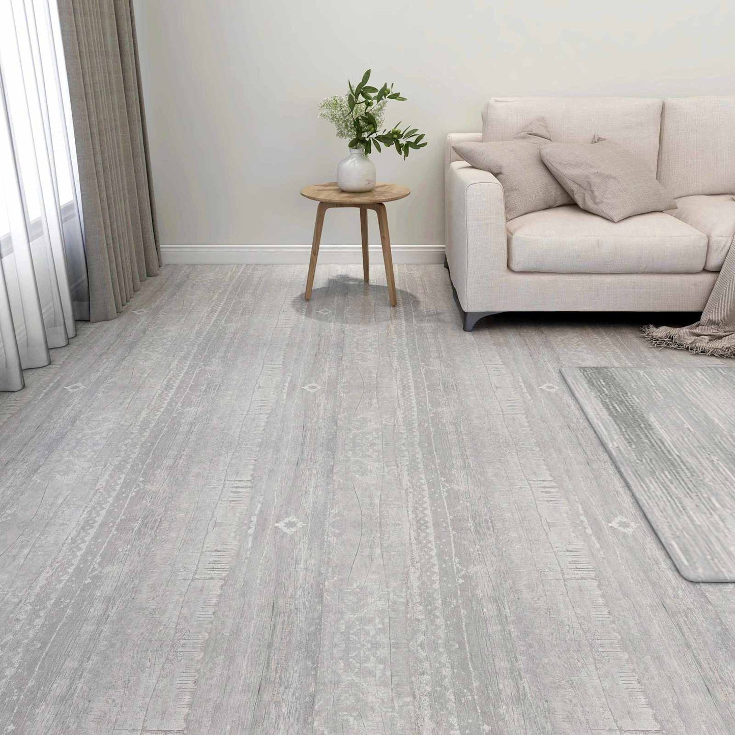 Padlódeszkák 5,11 m² 55 pcs PVC Világosszürke és fehér