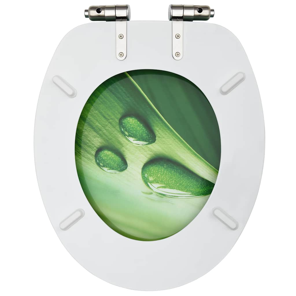 2 db zöld vízcseppmintás MDF WC-ülőke finoman záródó fedéllel