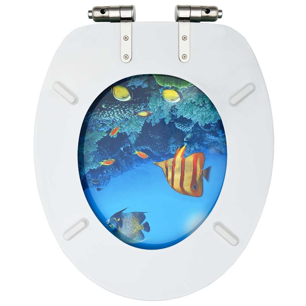 2 db mélytengermintás MDF WC-ülőke finoman záródó fedéllel