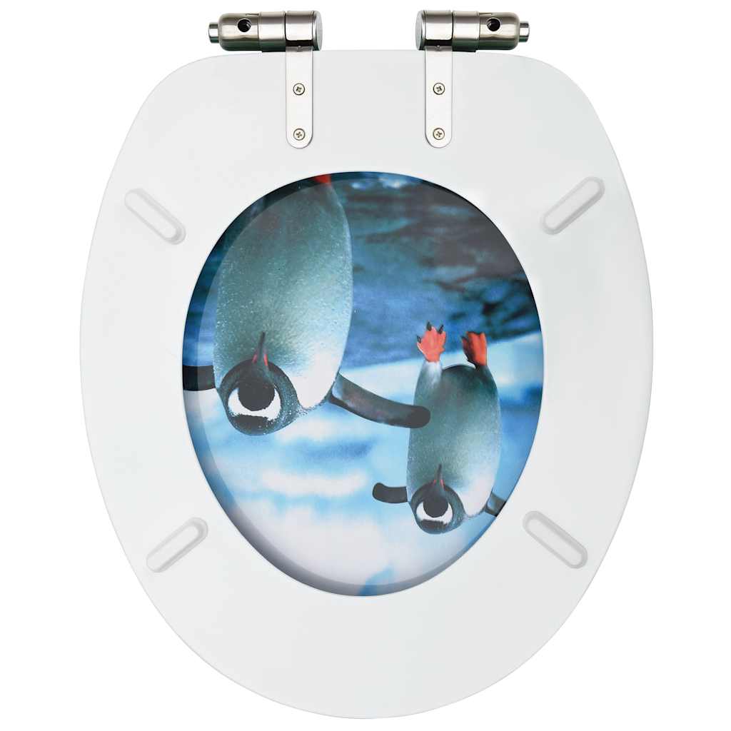 2 db pingvinmintás MDF WC-ülőke finoman záródó fedéllel