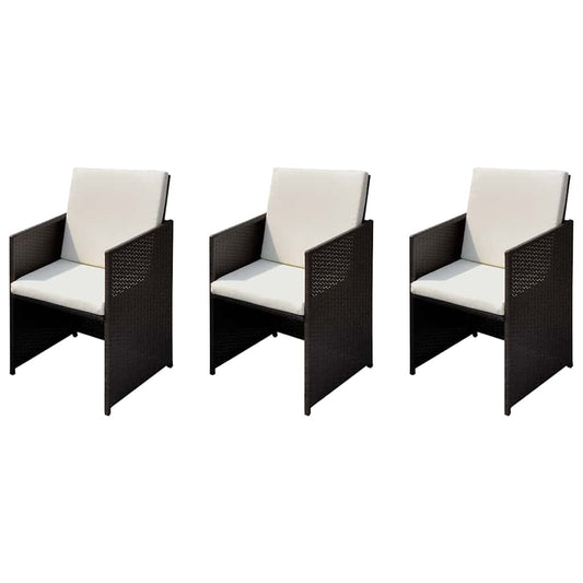 Kerti székek 3 pcs Barna 56 x 52 x 87 cm Poli rattan