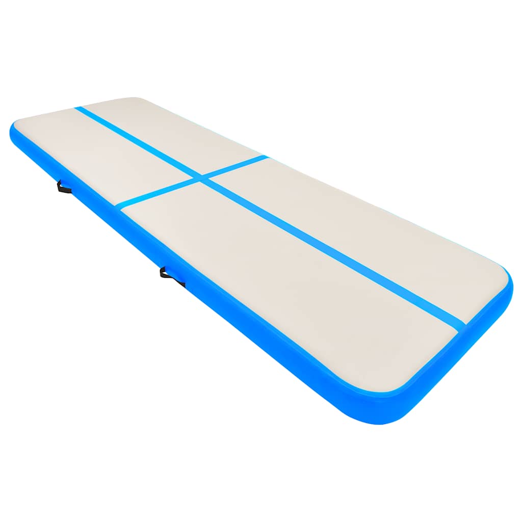 kék PVC felfújható tornamatrac pumpával 300 x 100 x 15 cm