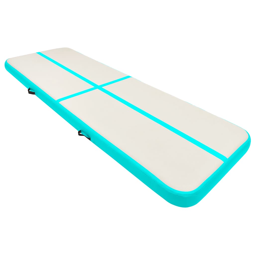 zöld PVC felfújható tornamatrac pumpával 300 x 100 x 15 cm