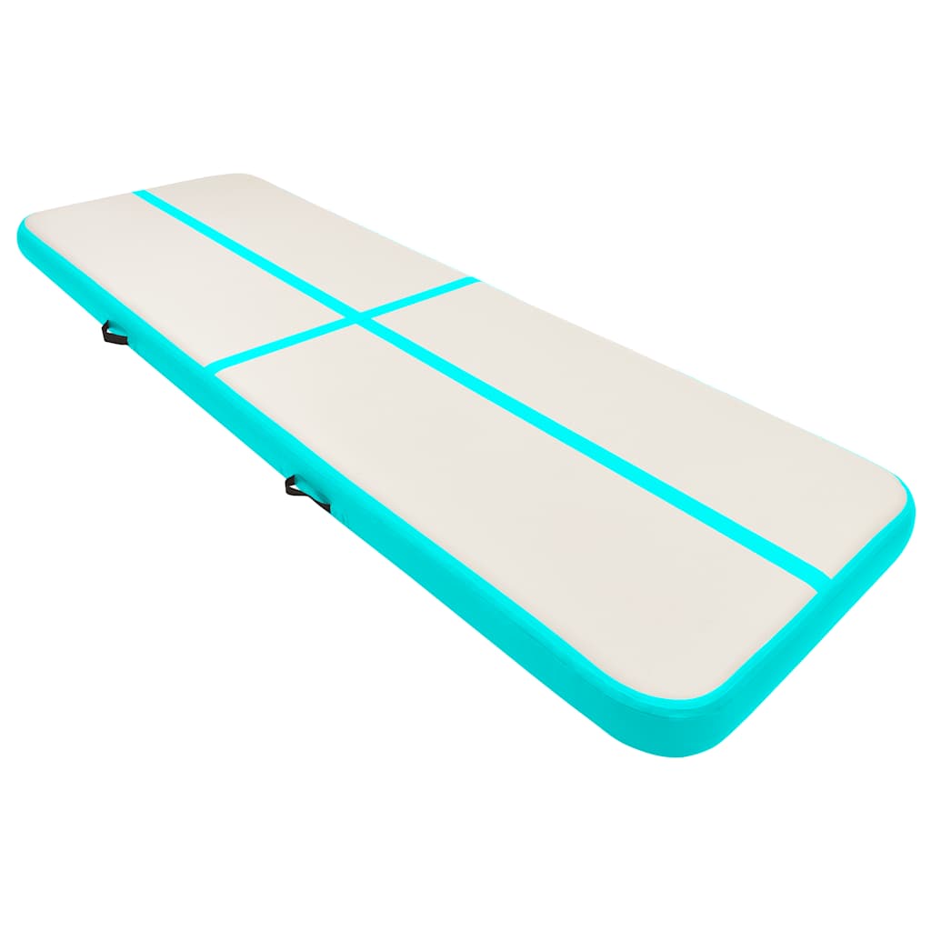 zöld PVC felfújható tornamatrac pumpával 400 x 100 x 15 cm