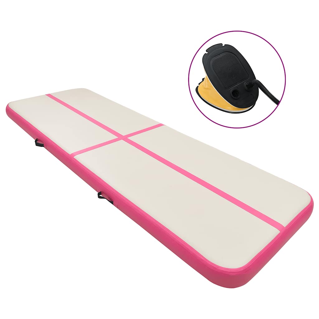 rózsaszín PVC felfújható tornamatrac pumpával 800 x 100 x 15 cm