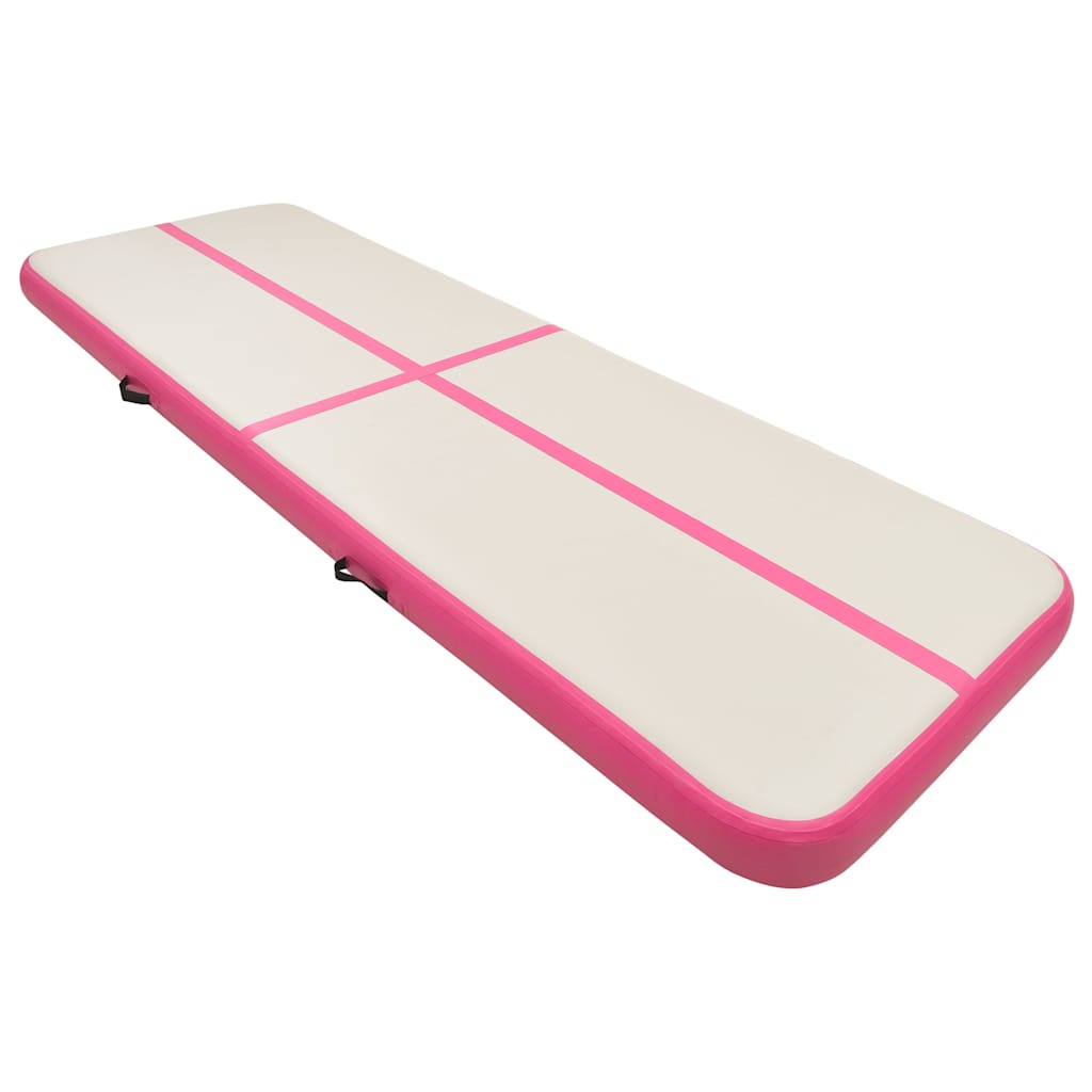 rózsaszín PVC felfújható tornamatrac pumpával 300 x 100 x 20 cm