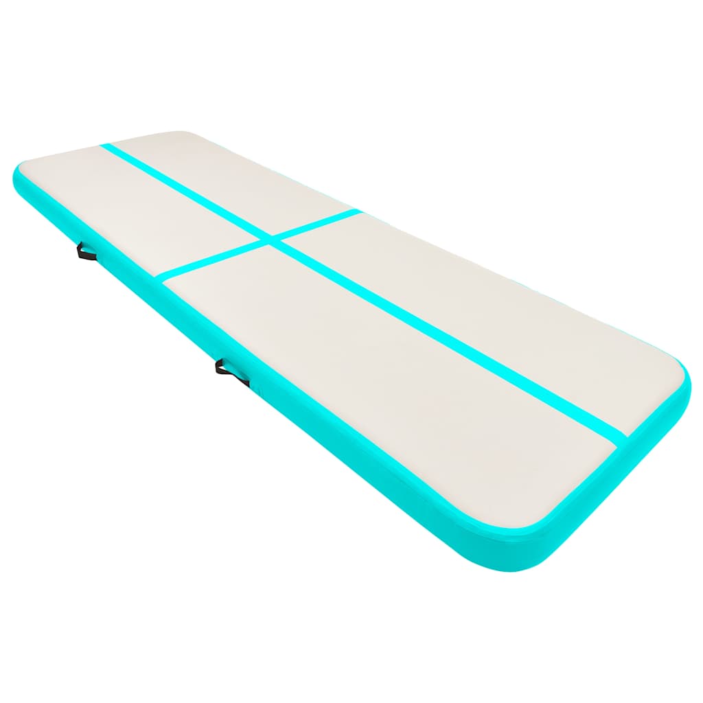 zöld PVC felfújható tornamatrac pumpával 300 x 100 x 20 cm