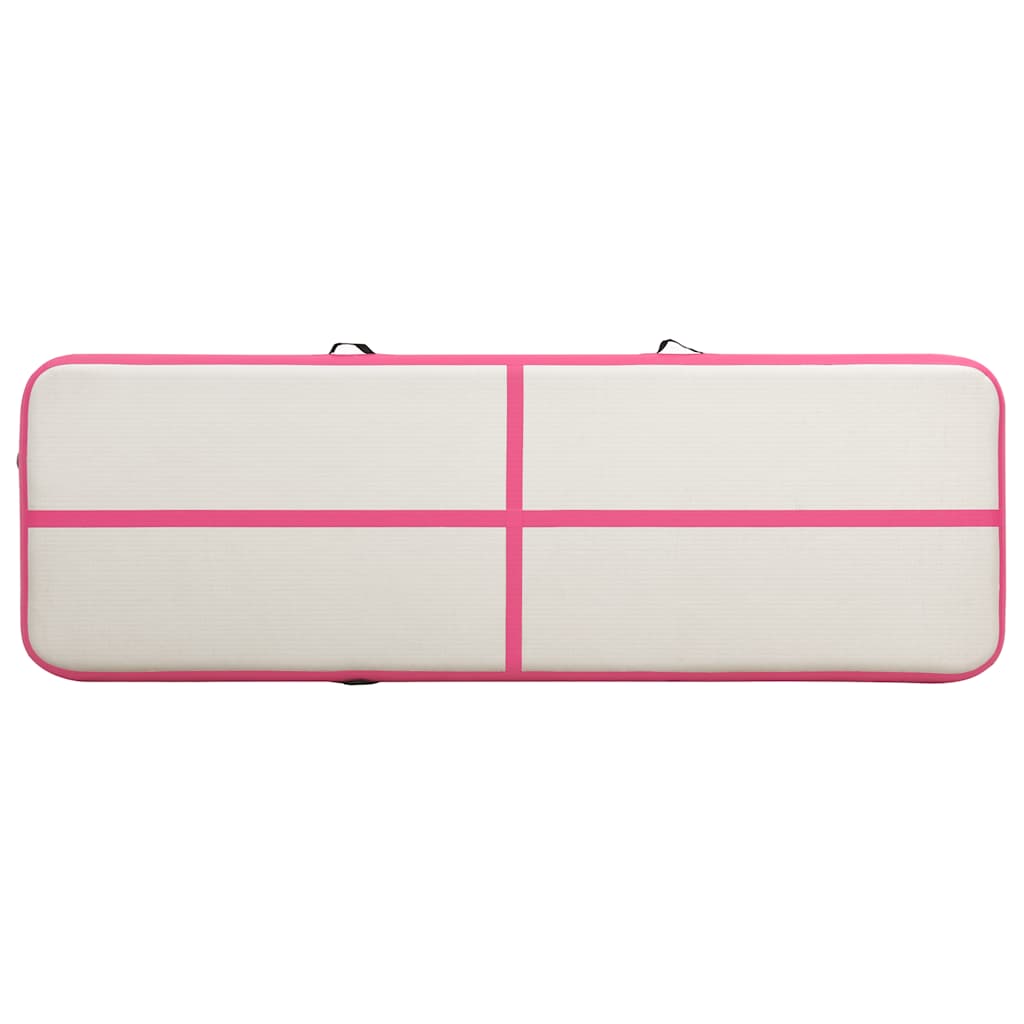 rózsaszín PVC felfújható tornamatrac pumpával 400 x 100 x 20 cm