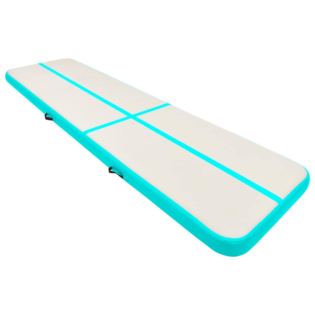 zöld PVC felfújható tornamatrac pumpával 600 x 100 x 20 cm