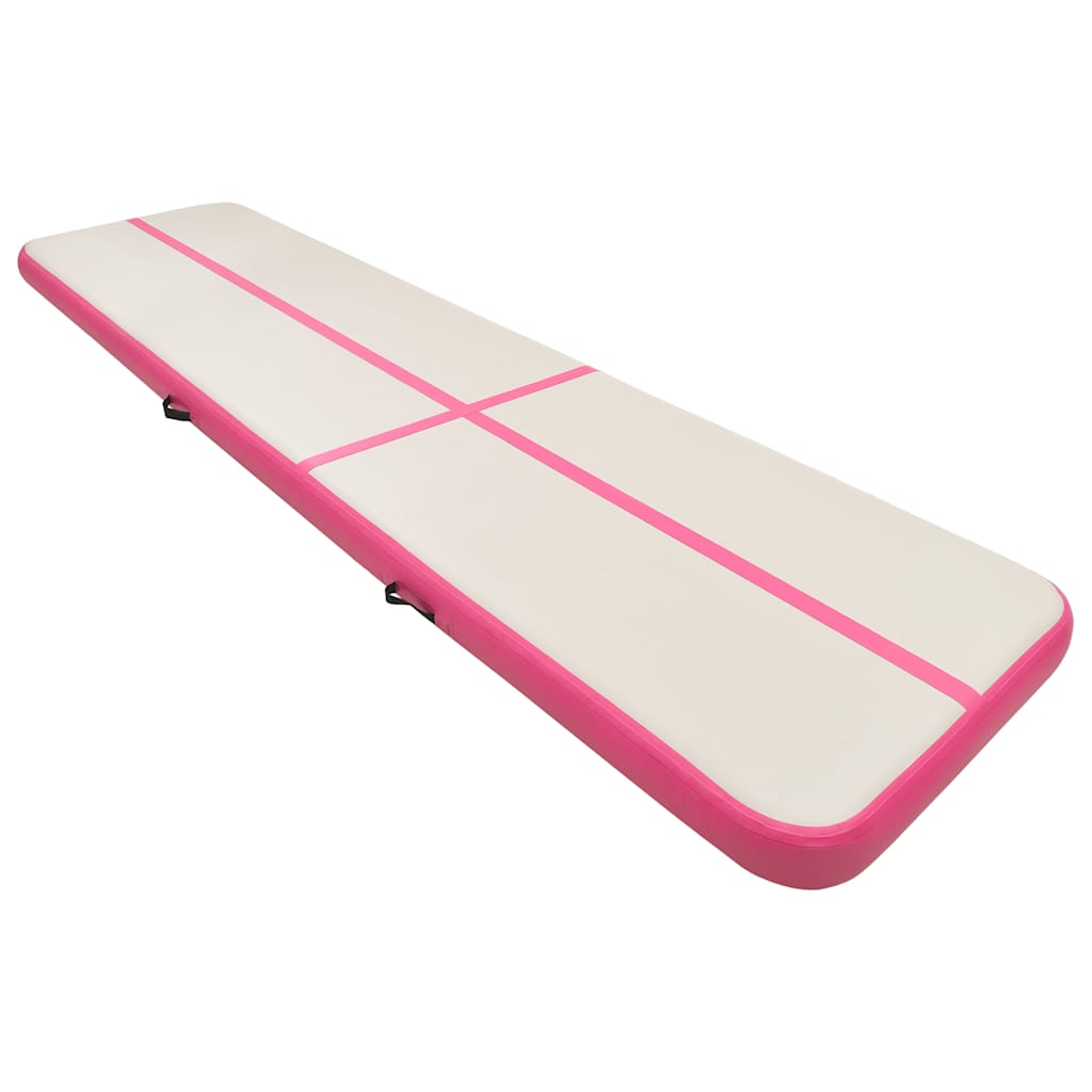 rózsaszín PVC felfújható tornamatrac pumpával 800 x 100 x 20 cm