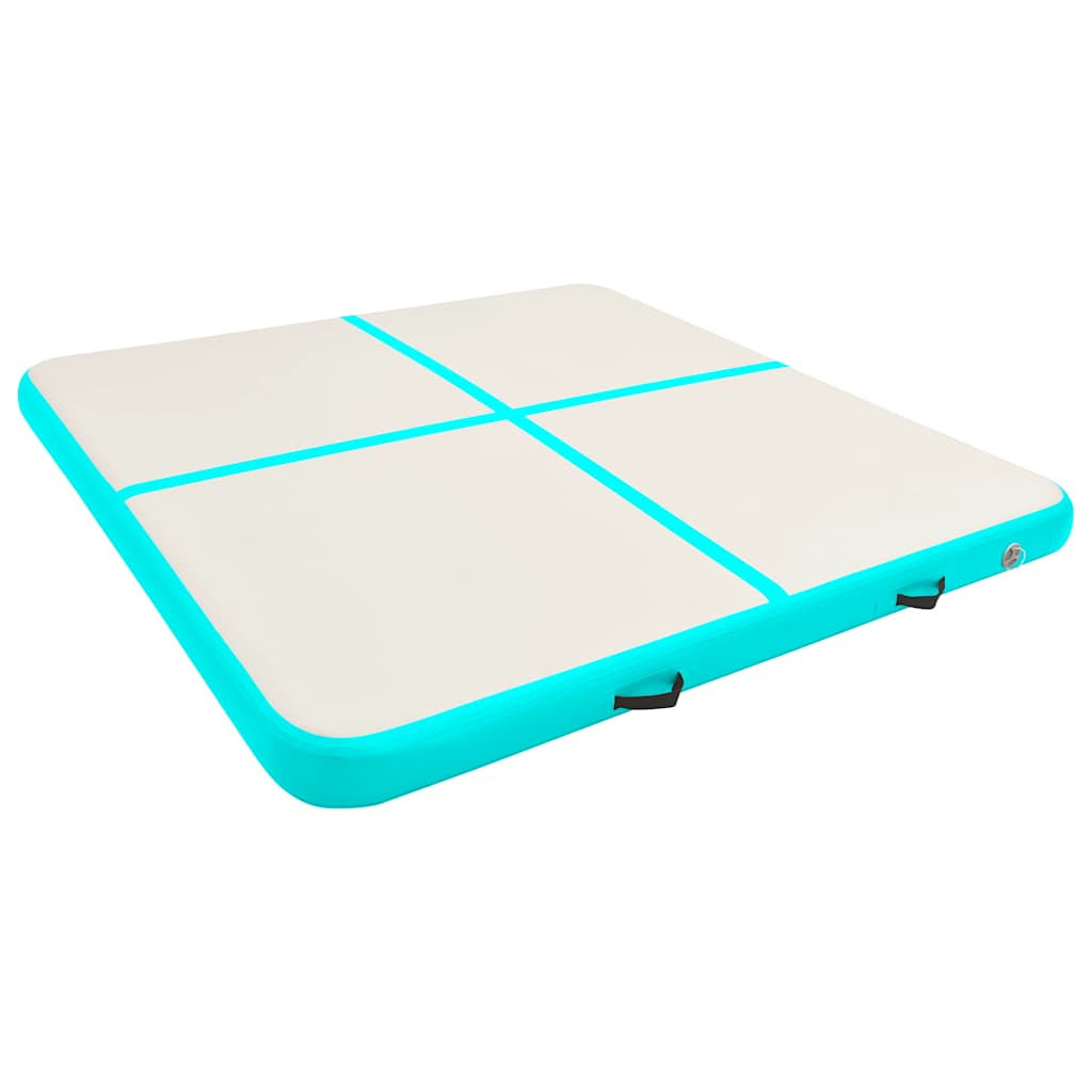 zöld PVC felfújható tornamatrac pumpával 200 x 200 x 10 cm