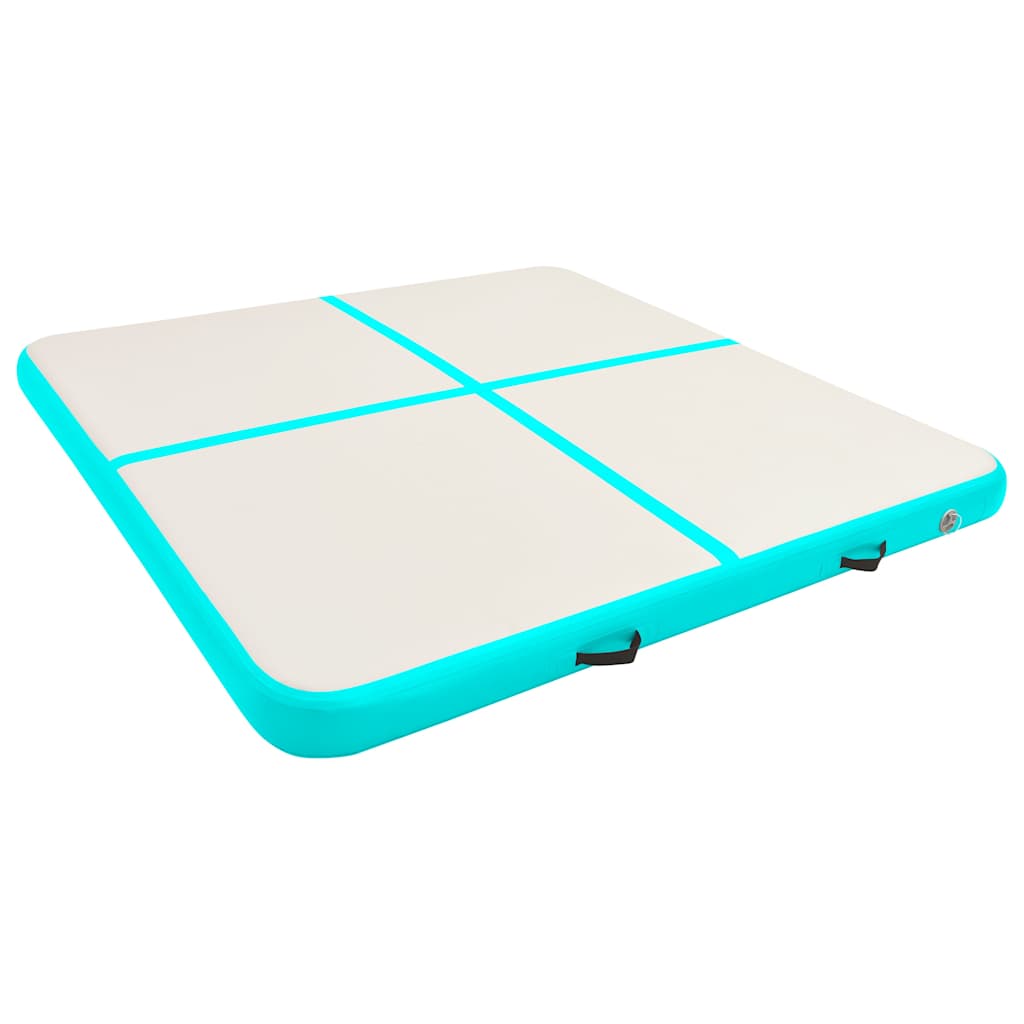 zöld PVC felfújható tornamatrac pumpával 200 x 200 x 20 cm