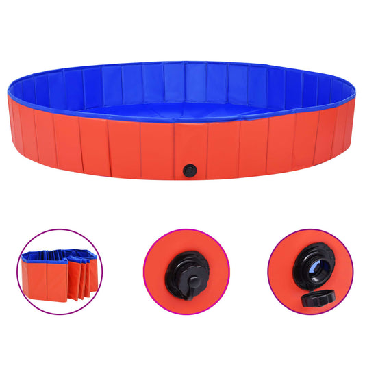 összehajtható piros PVC kutyamedence 200 x 30 cm