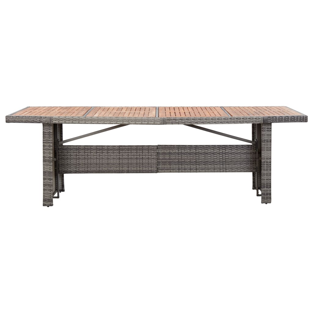 polyrattan és tömör akácfa kerti asztal 240 x 90 x 74 cm
