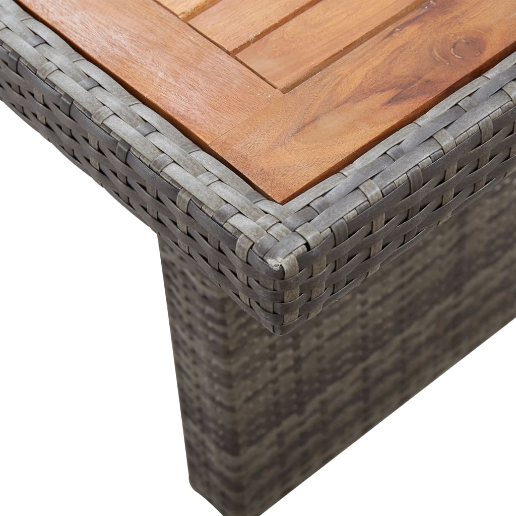 polyrattan és tömör akácfa kerti asztal 240 x 90 x 74 cm