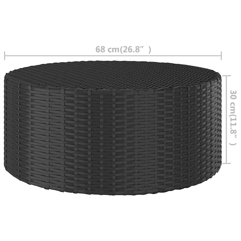 fekete polyrattan teázóasztal 68 x 68 x 30 cm