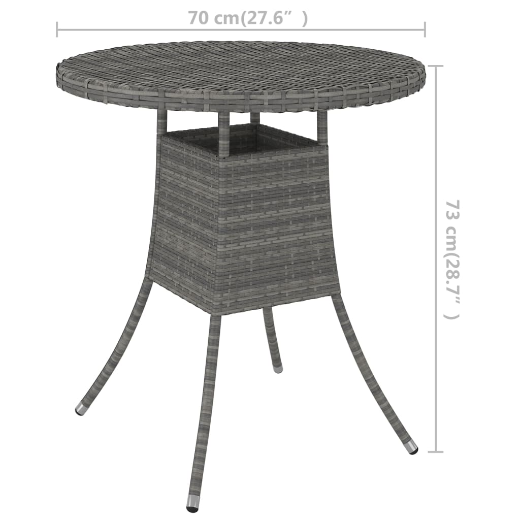 szürke polyrattan kerti asztal 70 x 70 x 73 cm