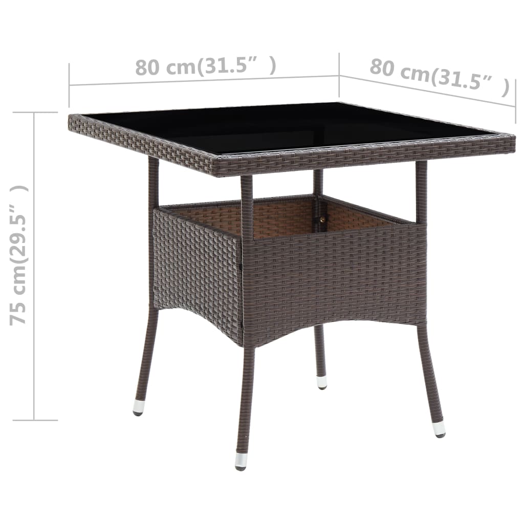 barna polyrattan kerti étkezőasztal