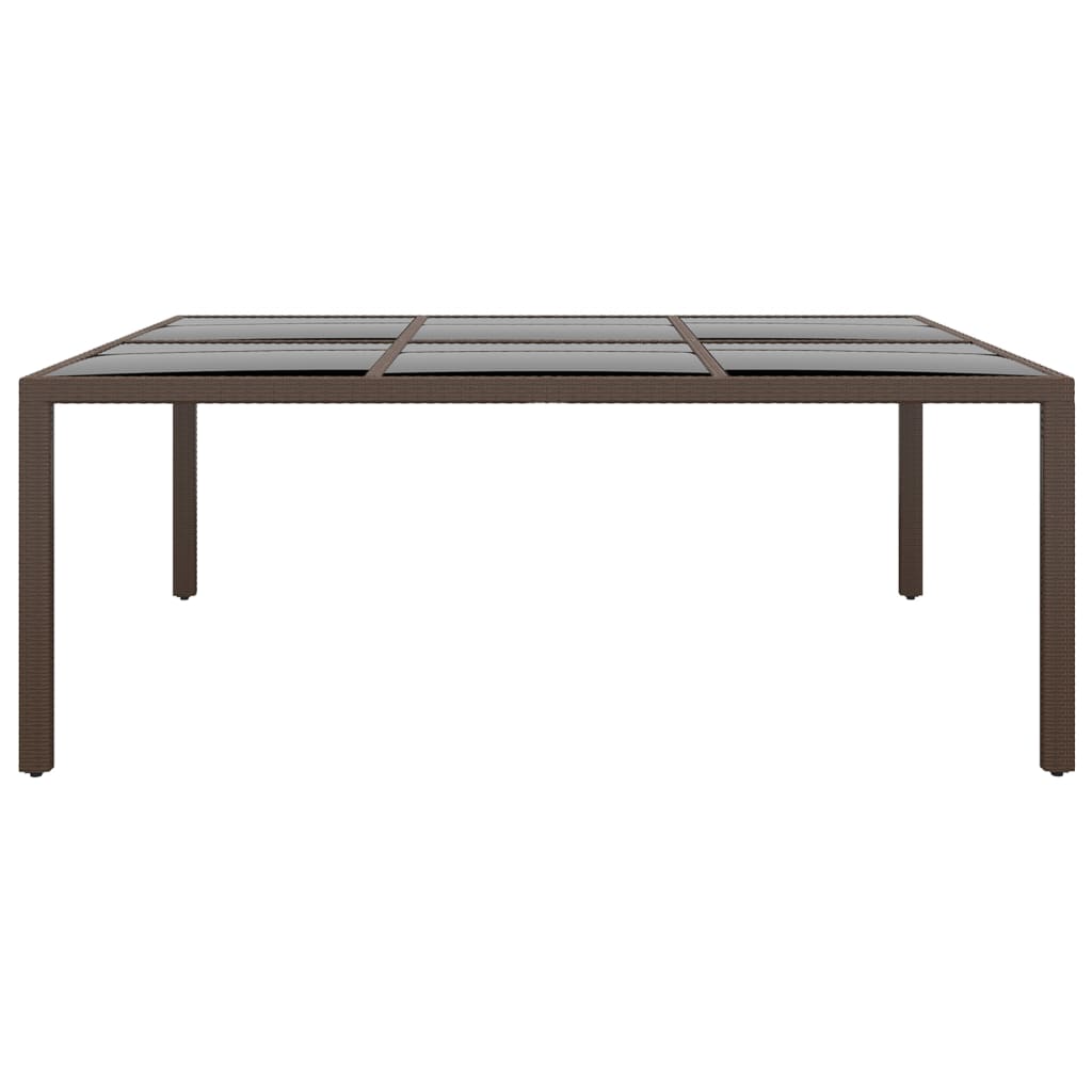 barna üveglapos kerti asztal 200 x 150 x 75 cm