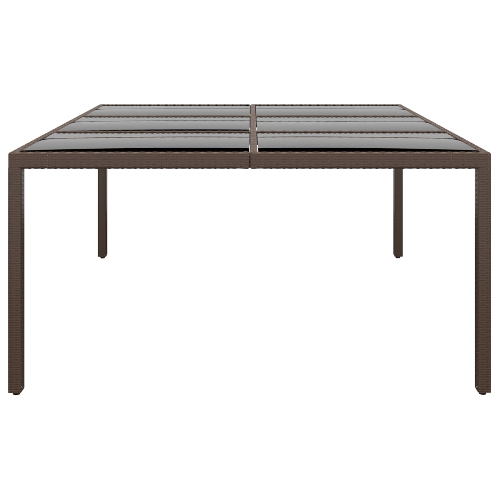 barna üveglapos kerti asztal 200 x 150 x 75 cm