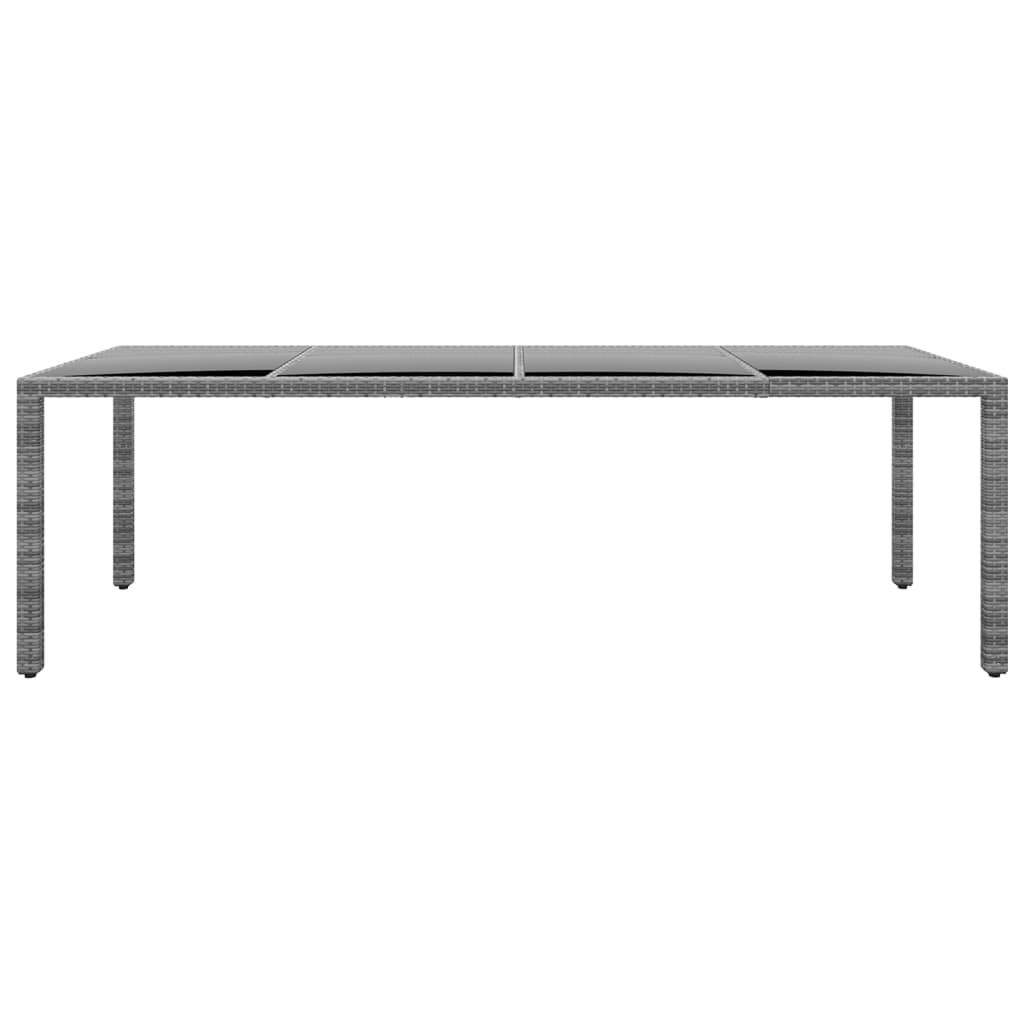 szürke edzett üveg és polyrattan kerti asztal 250 x 100 x 75 cm